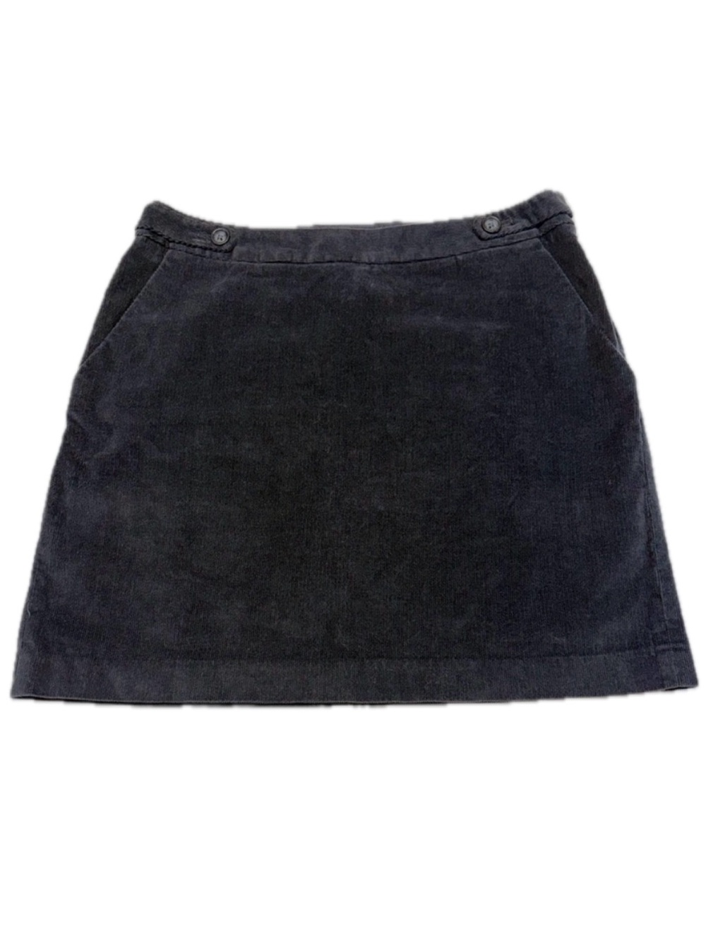 Banana Republic Charcoal Corduroy A Line Button Tab Mini Skirt 8